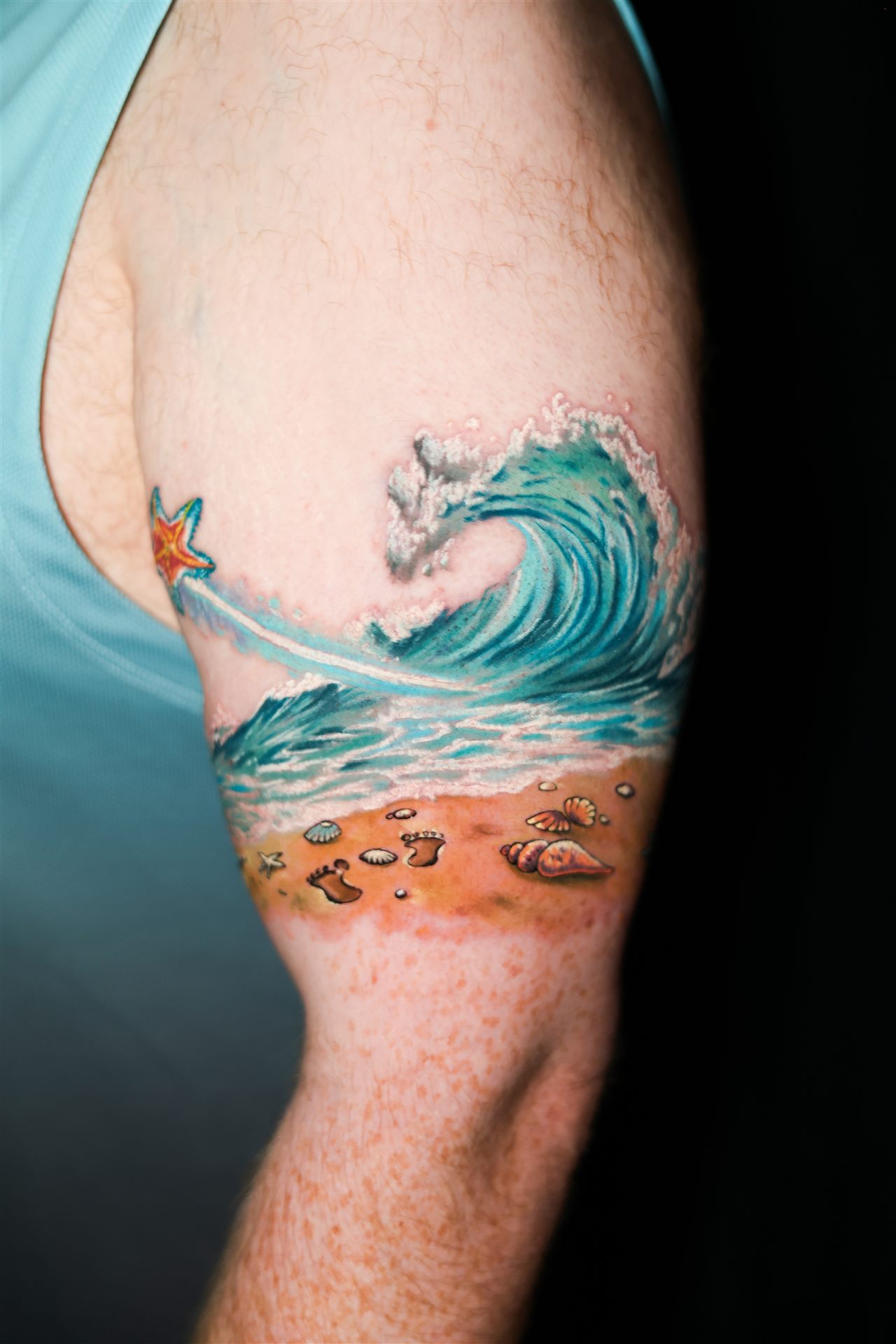 Starfish beach tattoo — step 2 (healed)
